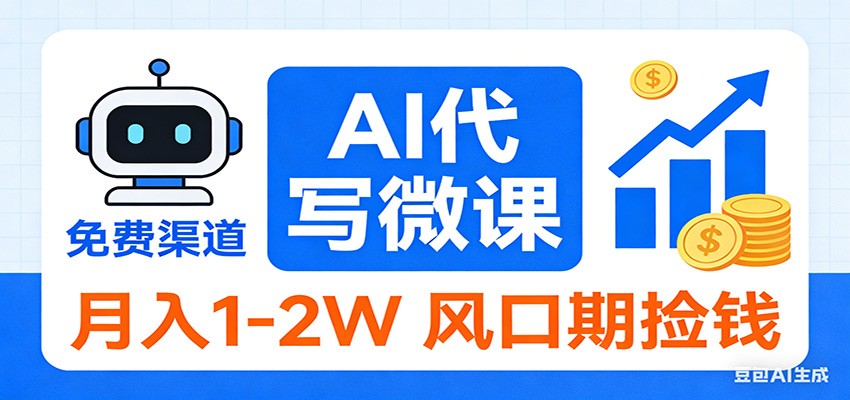 2026告别打工！AI 代写微课，提供免费渠道，月入 1-2W 风口期捡钱|雷宸资源库
