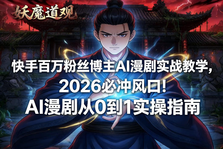 快手百万粉丝博主AI漫剧实战教学，2026必冲风口！AI漫剧从0到1实操指南 - 雷宸资源库|雷宸资源库