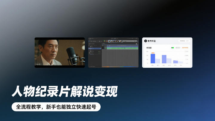 人物纪录片解说变现，全流程教学，新手也能独立快速起号|雷宸资源库