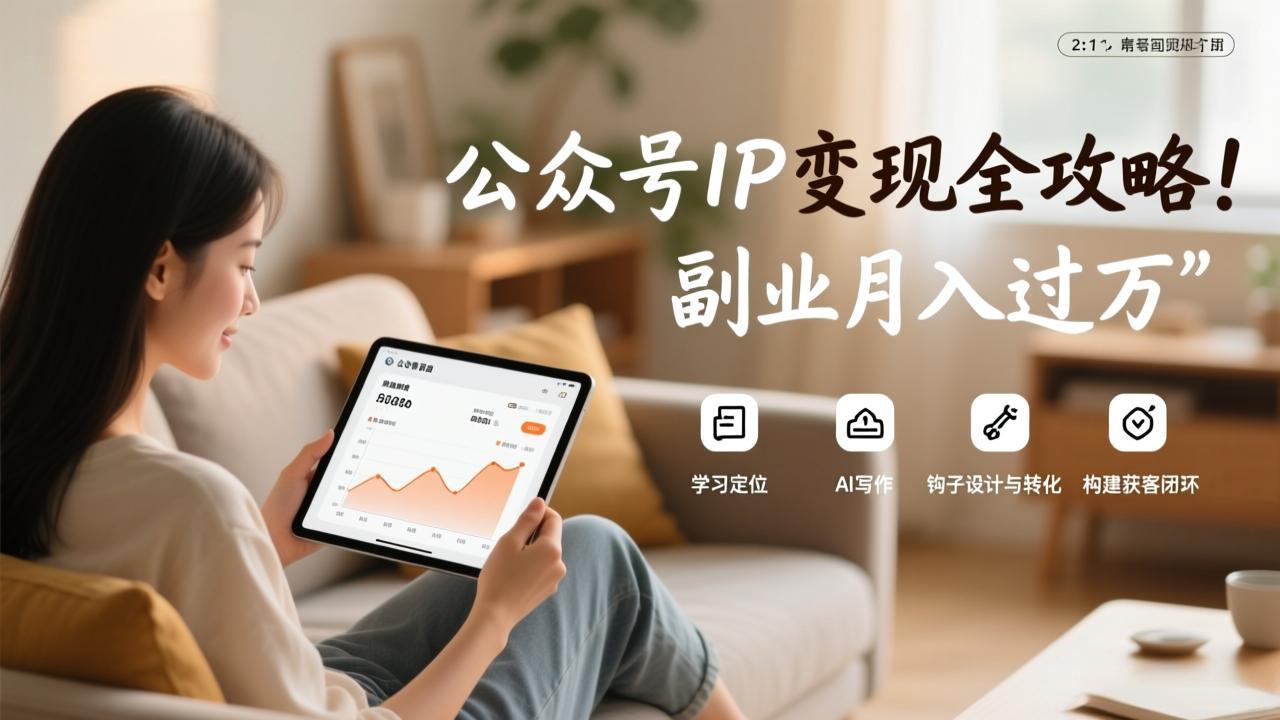 公众号IP变现全攻略，学习定位、AI写作、钩子设计与转化，构建获客闭环，副业月入过万|雷宸资源库