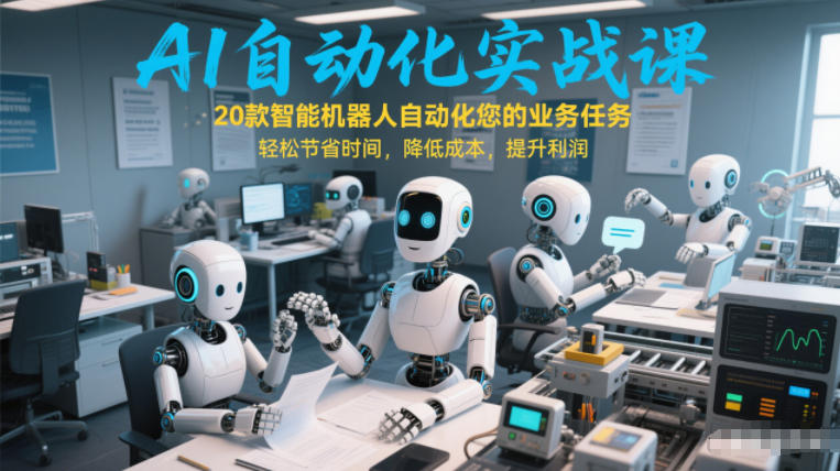 AI自动化实战课：20款智能机器人自动化您的业务任务，轻松节省时间，降低成本，提升利润 - 雷宸资源库|雷宸资源库
