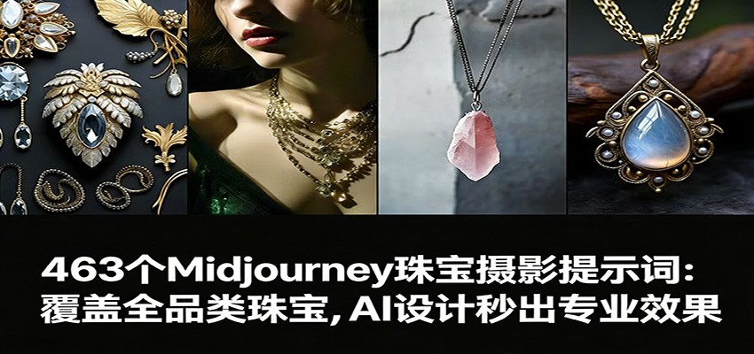 463个Midjourney珠宝摄影提示词：覆盖全品类珠宝，AI设计秒出专业效果 - 雷宸资源库|雷宸资源库