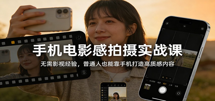 手机电影感拍摄实战课：无需影视经验，普通人也能靠手机打造高质感内容 - 雷宸资源库|雷宸资源库