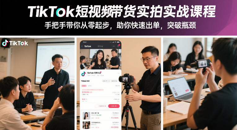 TikTok短视频带货实拍实战课程，手把手带你从零起步，助你快速出单，突破瓶颈|雷宸资源库