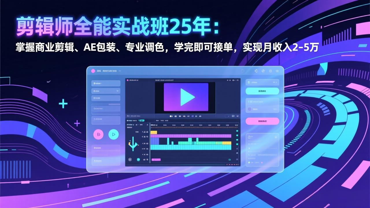 剪辑师全能实战班25年：掌握商业剪辑、AE包装、专业调色，学完即可接单，实现月收入2-5万|雷宸资源库
