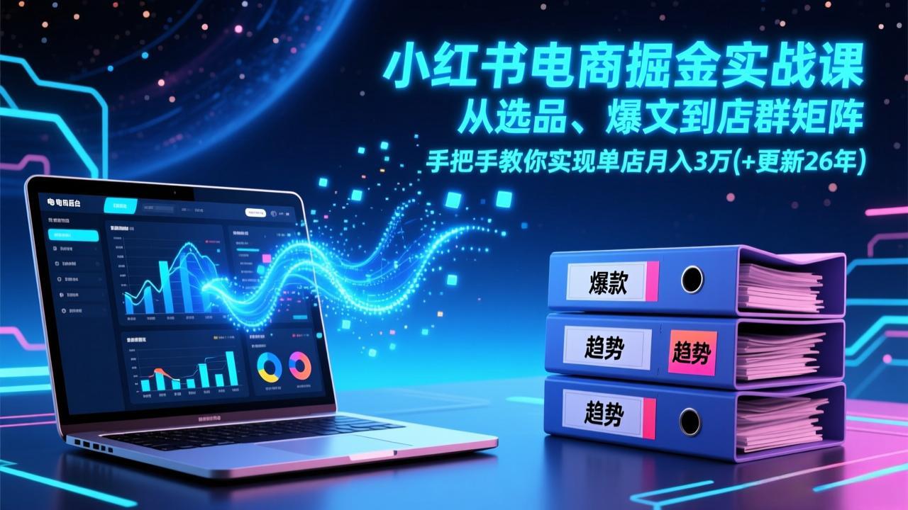 小红书电商掘金实战课，从选品、爆文到店群矩阵，手把手教你实现单店月入3万+(更新26年 - 雷宸资源库|雷宸资源库