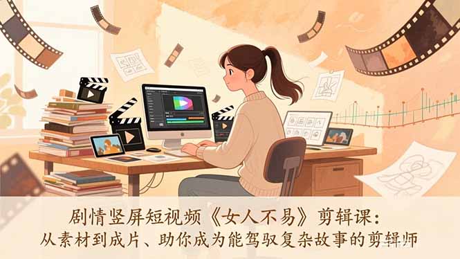 剧情竖屏短视频《女人不易》剪辑课：从素材到成片、助你成为能驾驭复杂故事的剪辑师|雷宸资源库