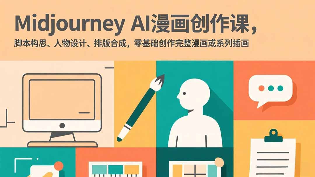 Midjourney AI漫画创作课，脚本构思、人物设计、排版合成，零基础创作完整漫画或系列插画 - 雷宸资源库|雷宸资源库