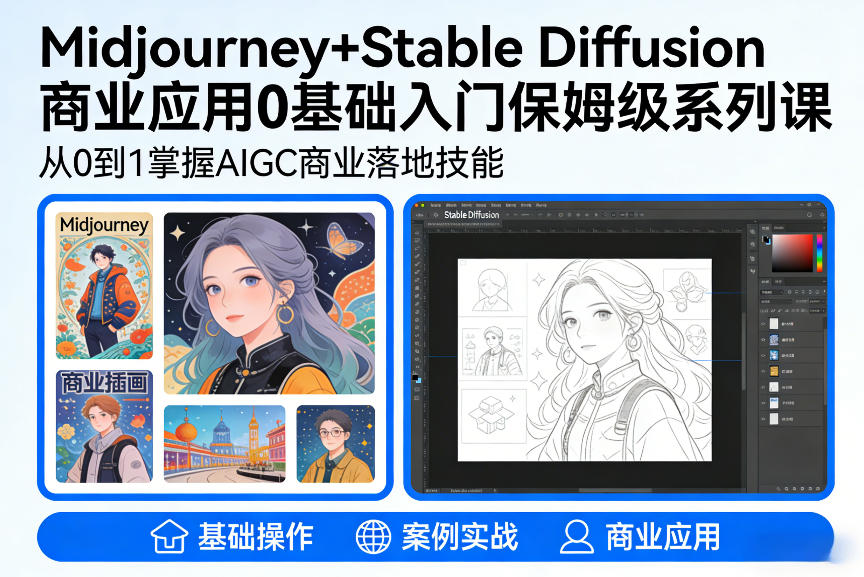AIGC商业应用Midjourney+Stable Diffusion教程，0基础入门保姆级系列课 - 雷宸资源库|雷宸资源库