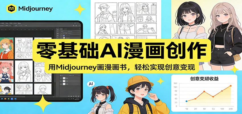 零基础AI漫画创作：用Midjourney画漫画书，轻松实现创意变现|雷宸资源库