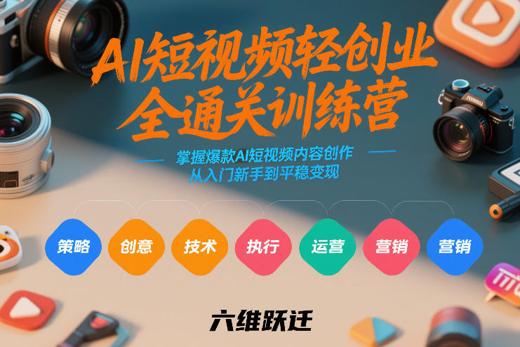 AI短视频轻创业全通关训练营，掌握爆款AI短视频内容创作，从入门新手到平稳变现的六维跃迁 - 雷宸资源库|雷宸资源库