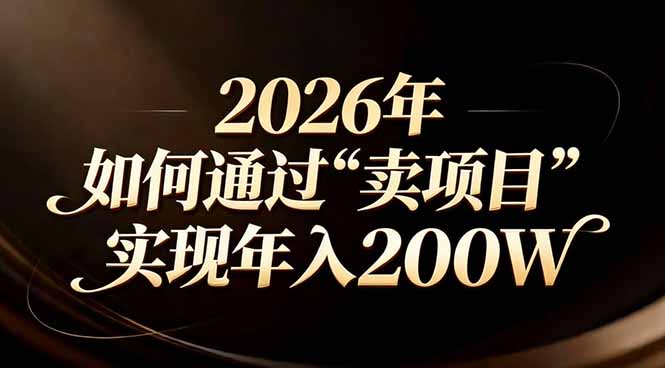 站在2026年的十字路口：一个普通人如何通过卖项目实现年入200万|雷宸资源库