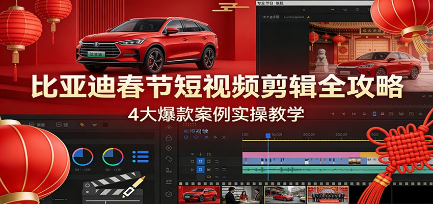 比亚迪春节短视频剪辑全攻略，4大爆款案例实操教学|雷宸资源库