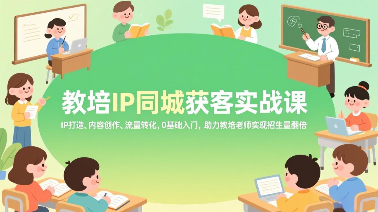 教培IP同城获客实战课，IP打造、内容创作、流量转化，0基础入门，助力教培老师实现招生量翻倍|雷宸资源库