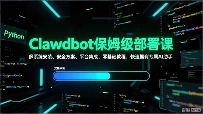 Clawdbot保姆级部署课，多系统安装、安全方案、平台集成，零基础教程，快速拥有专属AI助手|雷宸资源库