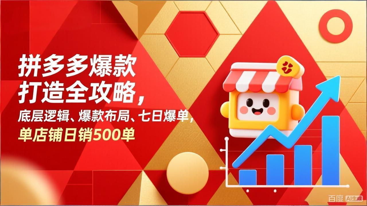 拼多多爆款打造全攻略，底层逻辑、爆款布局、七日爆单，单店铺日销500单|雷宸资源库
