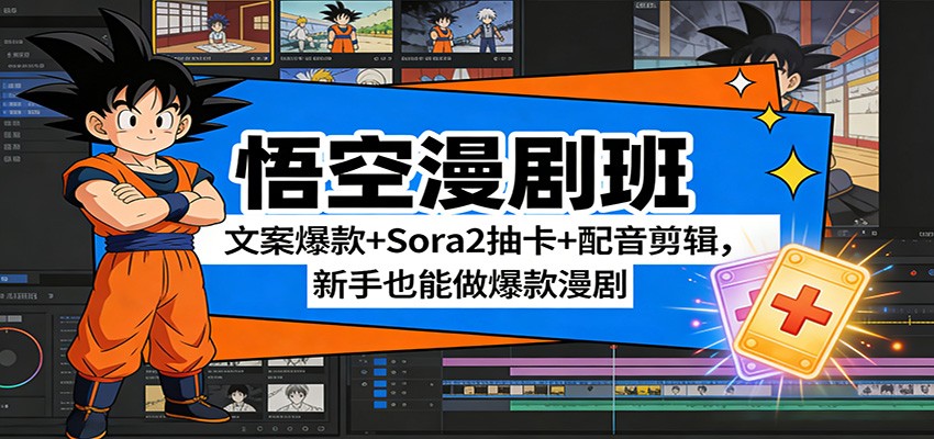 悟空漫剧班：文案爆款+Sora2抽卡+配音剪辑，新手也能做爆款漫剧|雷宸资源库