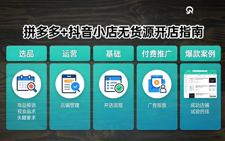 拼多多+抖音小店无货源开店，包括：选品、运营、基础、付费推广、爆款案例等(更新26年2月)|雷宸资源库