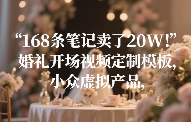 168条笔记卖了20W！婚礼开场视频定制模板，小众虚拟产品 - 雷宸资源库|雷宸资源库