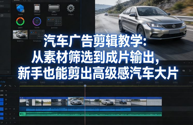 汽车广告剪辑教学：从素材筛选到成片输出，新手也能剪出高级感汽车大片|雷宸资源库