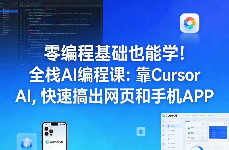 零编程基础也能学！全栈AI编程课：靠Cursor AI，快速搞出网页和手机APP - 雷宸资源库|雷宸资源库