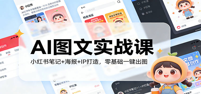 AI图文实战课：小红书笔记+海报+IP打造，零基础一键出图|雷宸资源库