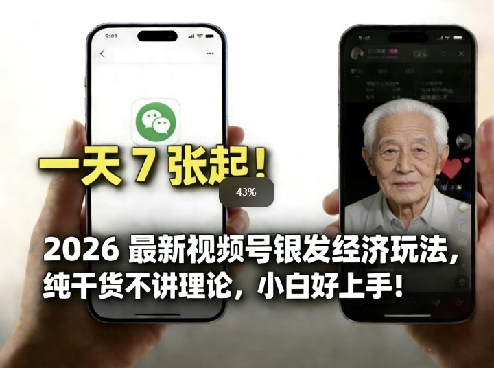 2026最新视频号银发经济玩法，轻松每天7张起，小白也可做|雷宸资源库