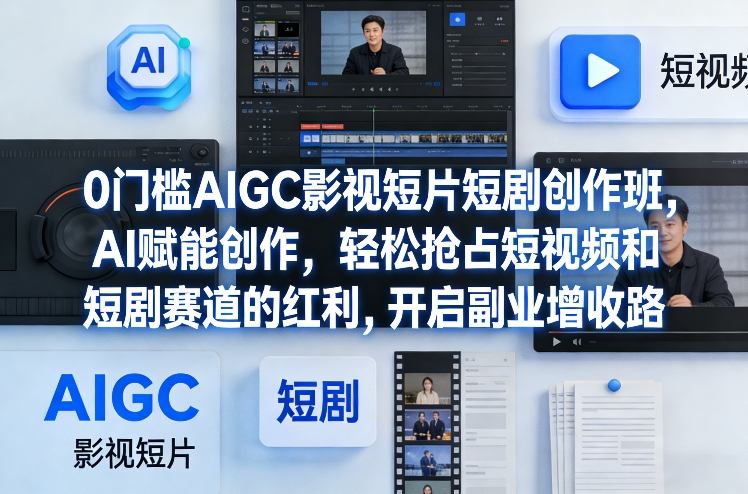 0门槛AIGC影视短片短剧创作班，AI赋能创作，轻松抢占短视频和短剧赛道的红利，开启副业增收路 - 雷宸资源库|雷宸资源库