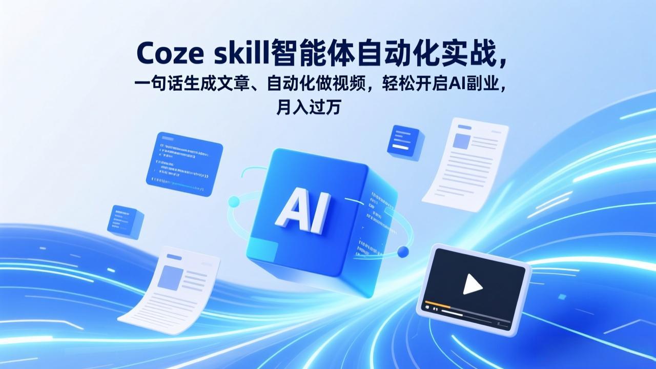 Coze skill智能体自动化实战，一句话生成文章、自动化做视频，轻松开启AI副业，月入过万 - 雷宸资源库|雷宸资源库