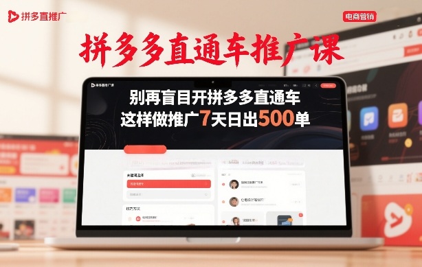 拼多多直通车推广课，别再盲目开拼多多直通车，这样做推广7天日出500单|雷宸资源库