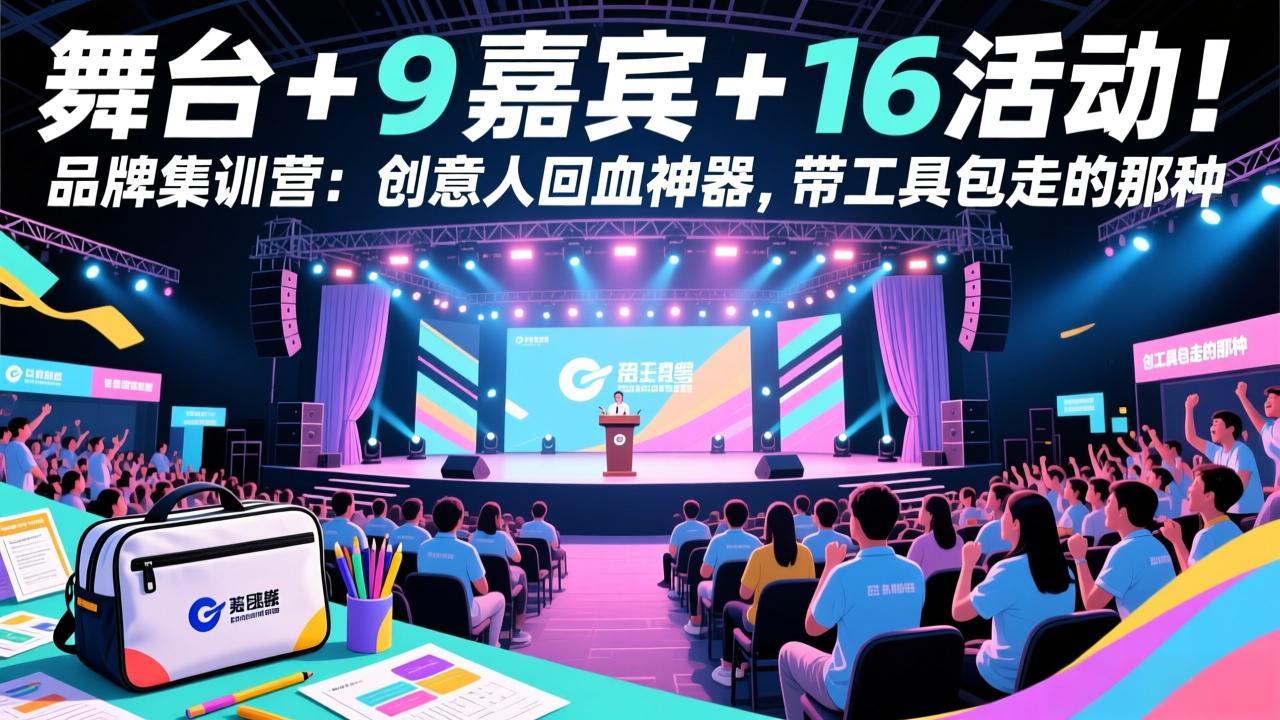 舞台 + 9 嘉宾 + 16 活动！品牌集训营：创意人回血神器，带工具包走的那种|雷宸资源库