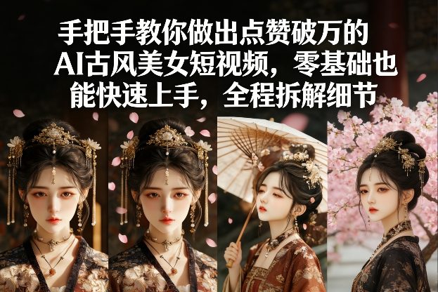 手把手教你做出点赞破万的AI古风美女短视频，零基础也能快速上手，全程拆解细节|雷宸资源库