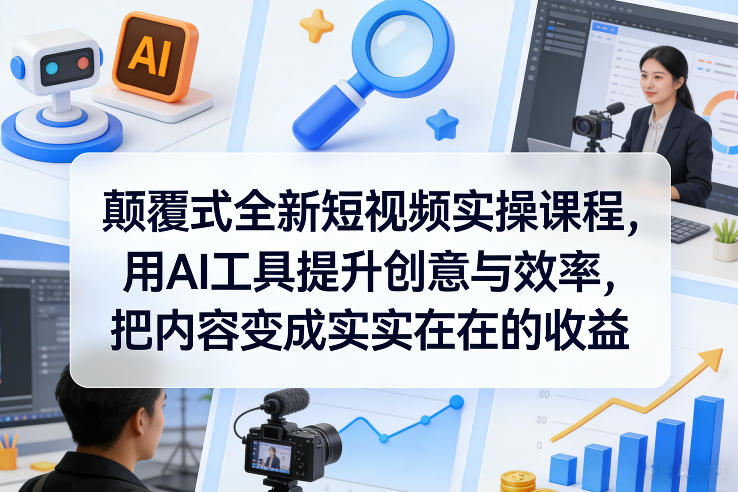 颠覆式全新短视频实操课程，用AI工具提升创意与效率，把内容变成实实在在的收益 - 雷宸资源库|雷宸资源库