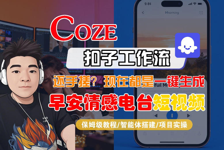 【Coze工作流搭建实操教程】【coze】早安情感电台日签视频还在手动做？用扣子工作流自动生成，省时90%|雷宸资源库