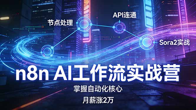 n8n AI工作流实战营，节点处理+API连通+Sora2实战，掌握自动化核心月薪涨2万|雷宸资源库