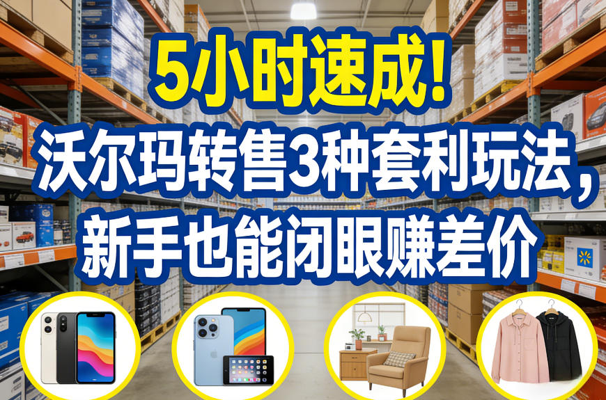 5小时速成！沃尔玛转售3种套利玩法，新手也能闭眼賺差价|雷宸资源库