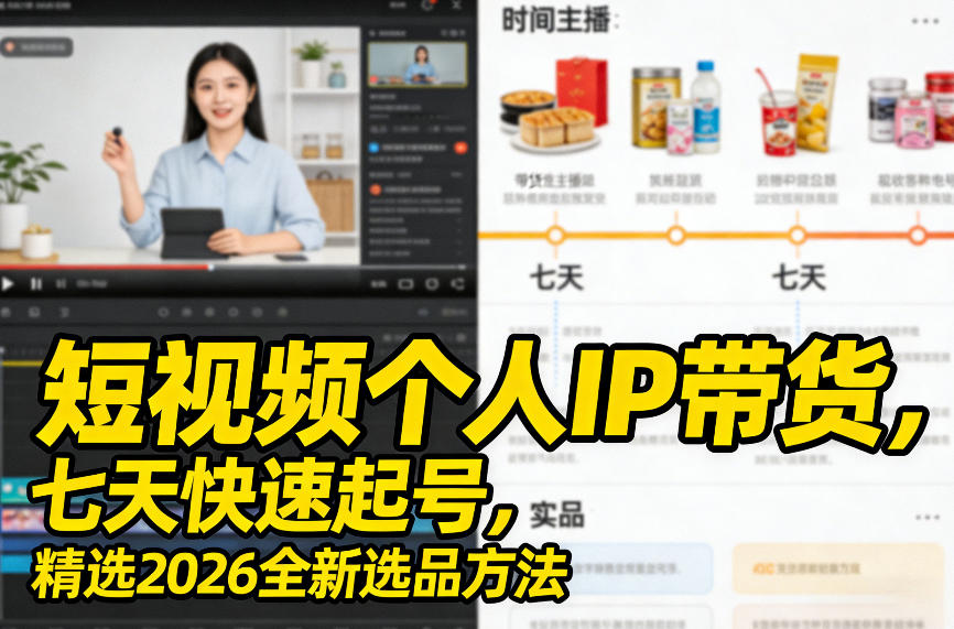 短视频个人IP带货，七天快速起号，精选2026全新选品方法|雷宸资源库