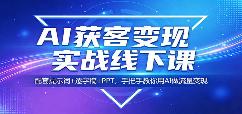 AI获客变现实战线下课：配套提示词+逐字稿+PPT，手把手教你用AI做流量变现|雷宸资源库