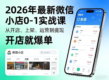 2026年最新微信小店0-1实战课，从开店、上架、运营到提现，开店就爆单 - 雷宸资源库|雷宸资源库