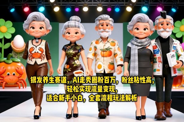 银发养生赛道，AI走秀圈粉百万，粉丝粘性高，轻松实现流量变现，适合新手小白，全套流程玩法解析 - 雷宸资源库|雷宸资源库
