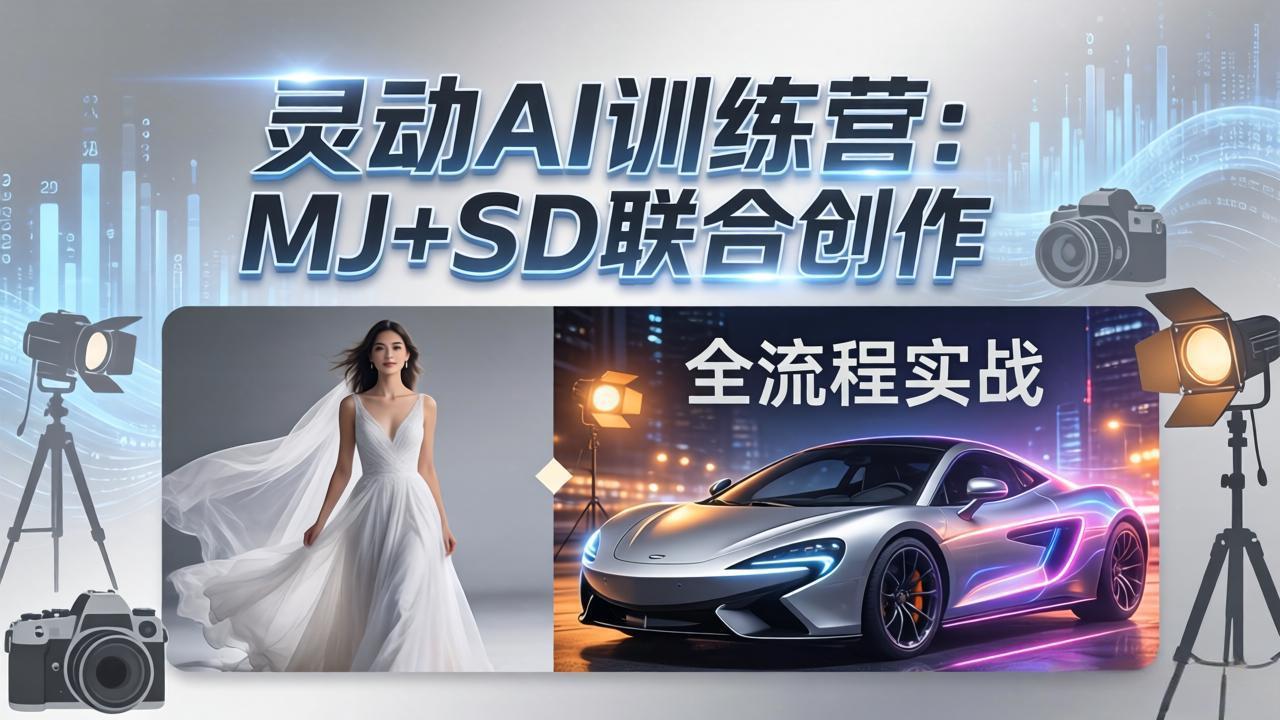 灵动AI训练营-3.0课程：MJ+SD联合创作，从婚纱大片到汽车广告，摄影后期全流程实战|雷宸资源库