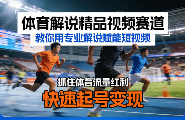 体育解说精品视频赛道，教你用专业解说赋能短视频，抓住体育流量红利，快速起号变现 - 雷宸资源库|雷宸资源库