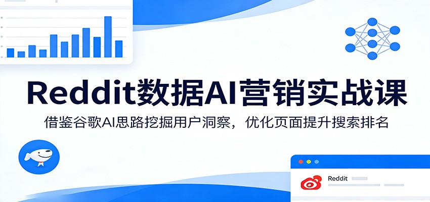 Reddit数据AI营销实战课：借鉴谷歌AI思路挖掘用户洞察，优化页面提升搜索排名|雷宸资源库