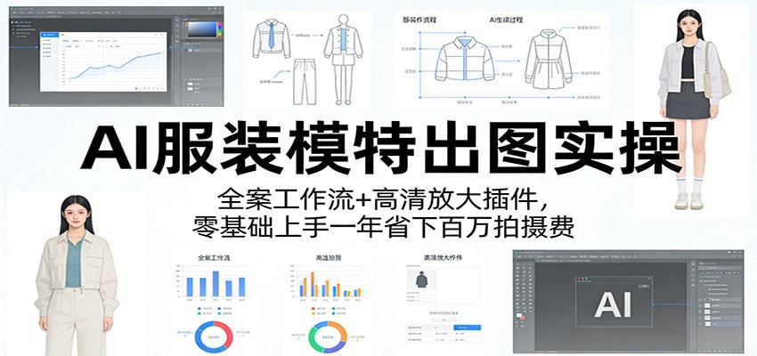 AI服装模特出图实操：全案工作流+ 高清放大插件，零基础上手一年省下百万拍摄费|雷宸资源库