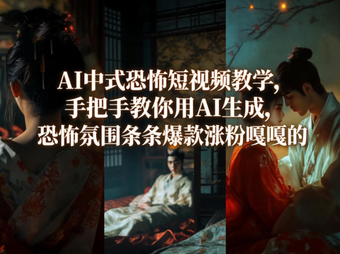 AI中式恐怖短视频教学，手把手教你用AI生成，恐怖氛围条条爆款涨粉嘎嘎的|雷宸资源库
