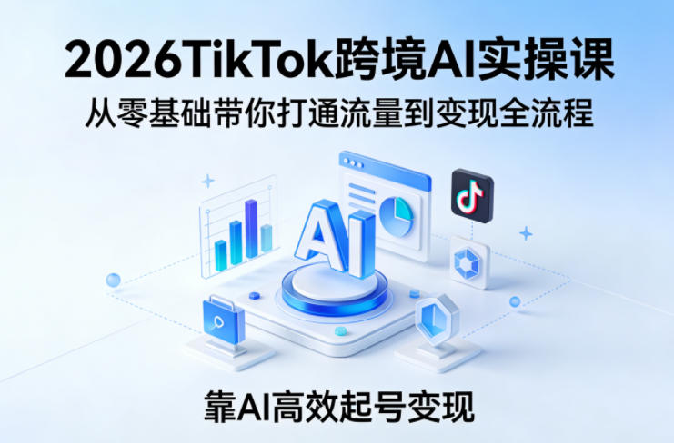 2026TikTok跨境AI实操课，从零基础带你打通流量到变现全流程，靠AI高效起号变现|雷宸资源库