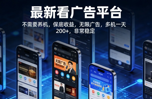 最新看广告平台，不需要养机，保底收益，无限广告，多机一天200+，非常稳定【揭秘】 - 雷宸资源库|雷宸资源库