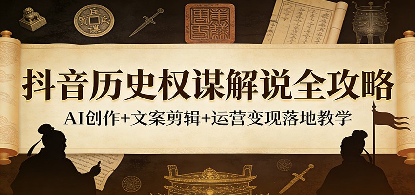 抖音历史权谋解说全攻略：AI创作+文案剪辑+运营变现落地教学 - 雷宸资源库|雷宸资源库