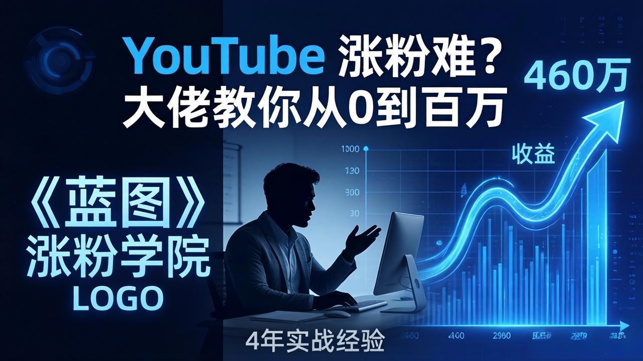 YouTube 涨粉难？《蓝图涨粉学院》：4 年赚 460 万的大佬教策略，从0到百万有路径！|雷宸资源库