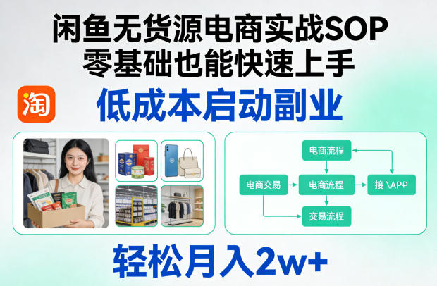 闲鱼无货源电商实战SOP，零基础也能快速上手，低成本启动副业，轻松月入2w+|雷宸资源库